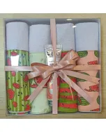 Kit Panos de Prato tema Melancia + Hidratante para as Mãos.