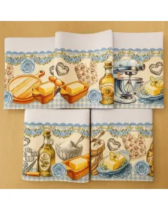 Panos de Prato Doce Azul I - 100% Algod&atilde;o